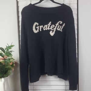 Wooden Ships "Grateful" Relax fit Black Sweater. Size M/L
